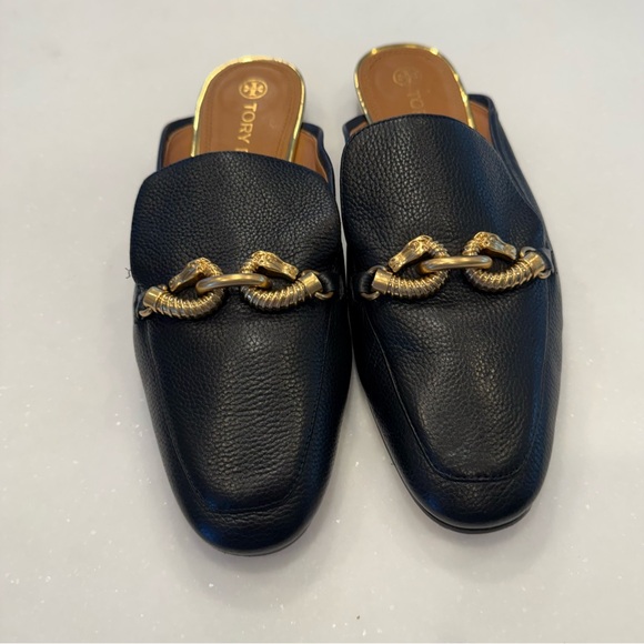 Tory Burch Jessa Mule Loafer Black Pebbled Leather Sz 10 Worn Once - Picture 11 of 11